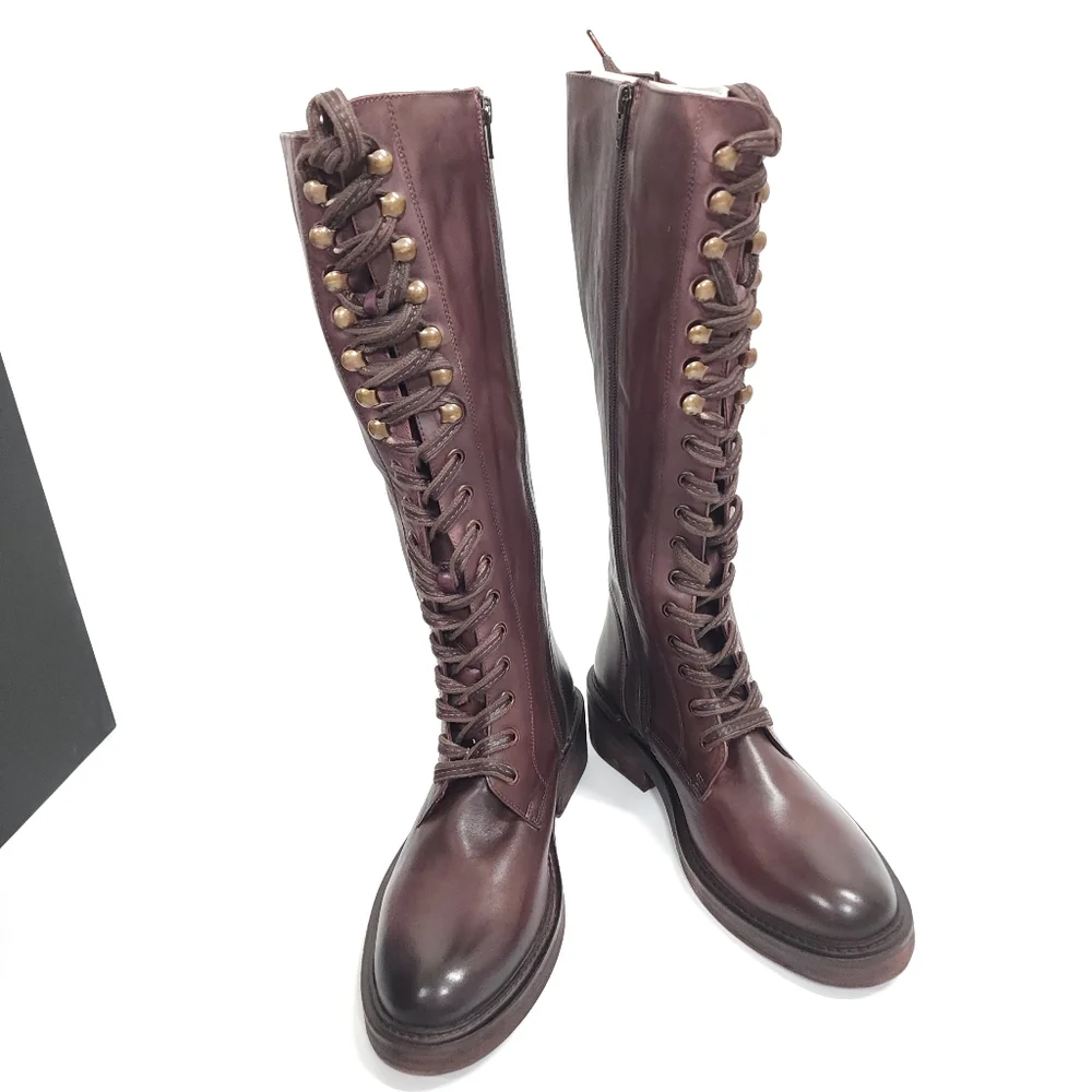 Vintage Foundry Distressed Riding Boots Brick Brown - Picture 15 of 16